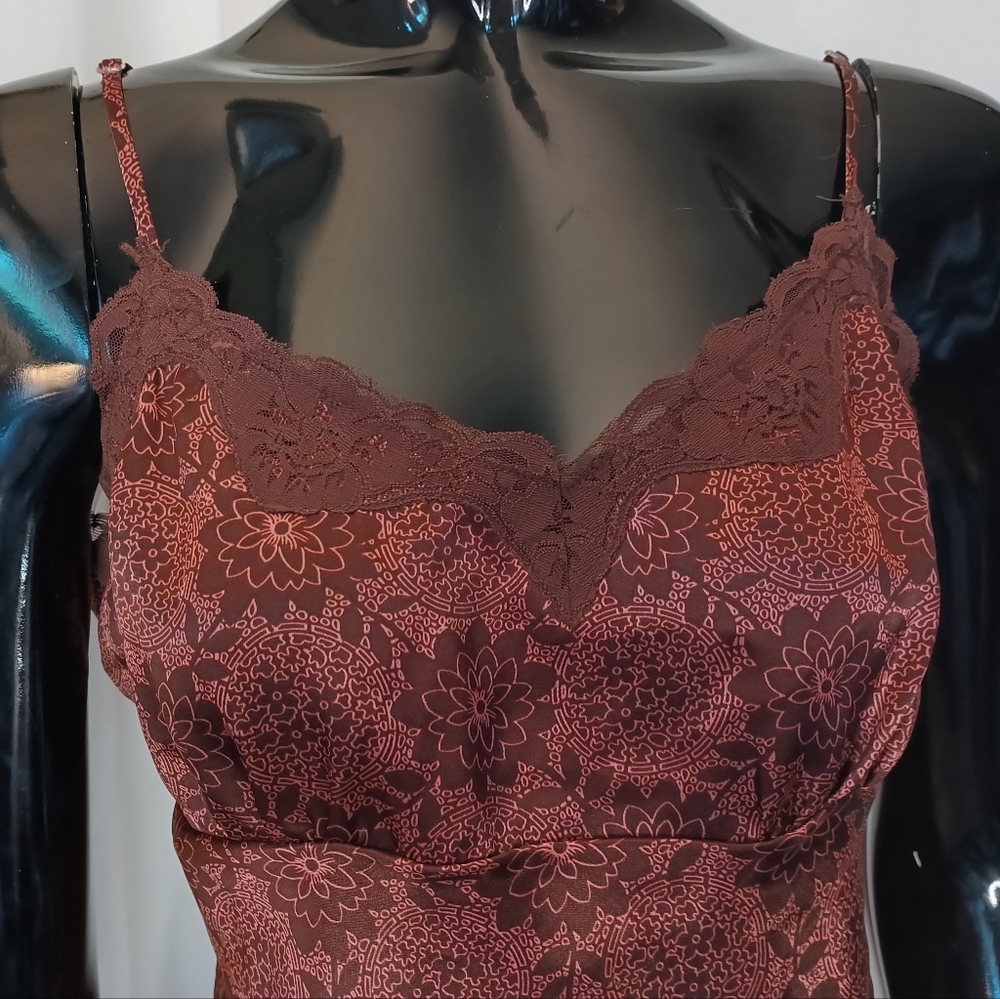Self Esteem Y2K Fairy Lace Trim Babydoll Tank Top Large Romantic Coquette Maroon - Picture 3 of 10